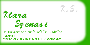 klara szenasi business card